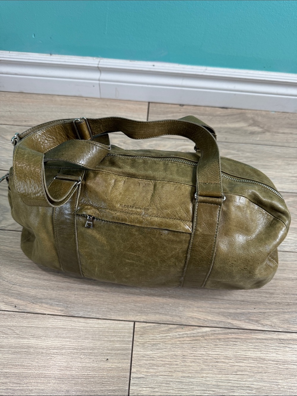 Rudsak Green Leather Weekender Duffel Bag